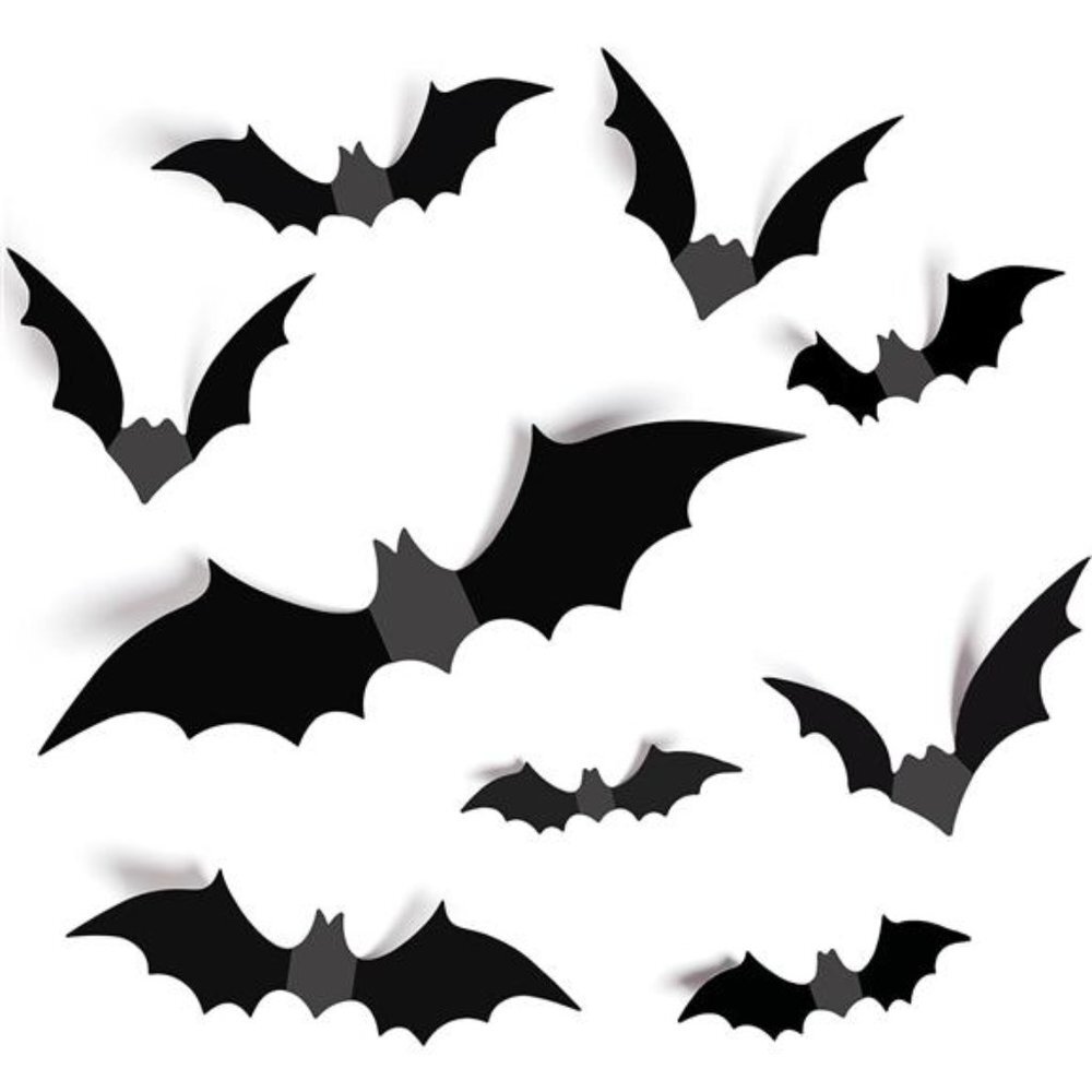 64 Pcs Halloween Decorations Bats Wall Decor Indoor-Outdoor, Decor